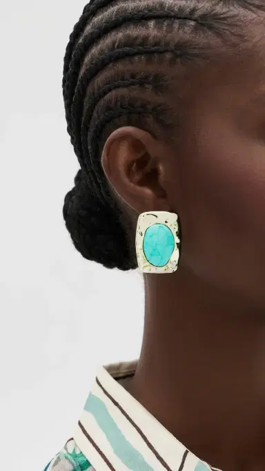 Ettika Hidden Treasure Earrings in Turquoise Turquoise One Size | Thumbnail 3