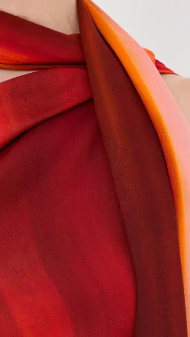 LaQuan Smith Asymmetrical Draped Dress with Scarf Multi | Thumbnail 6
