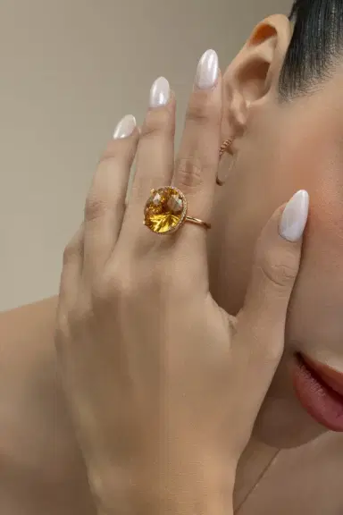 LISA NIK Diamond Citrine Round Ring | Thumbnail 2 LISA NIK Diamond Citrine Round Ring | Thumbnail 2