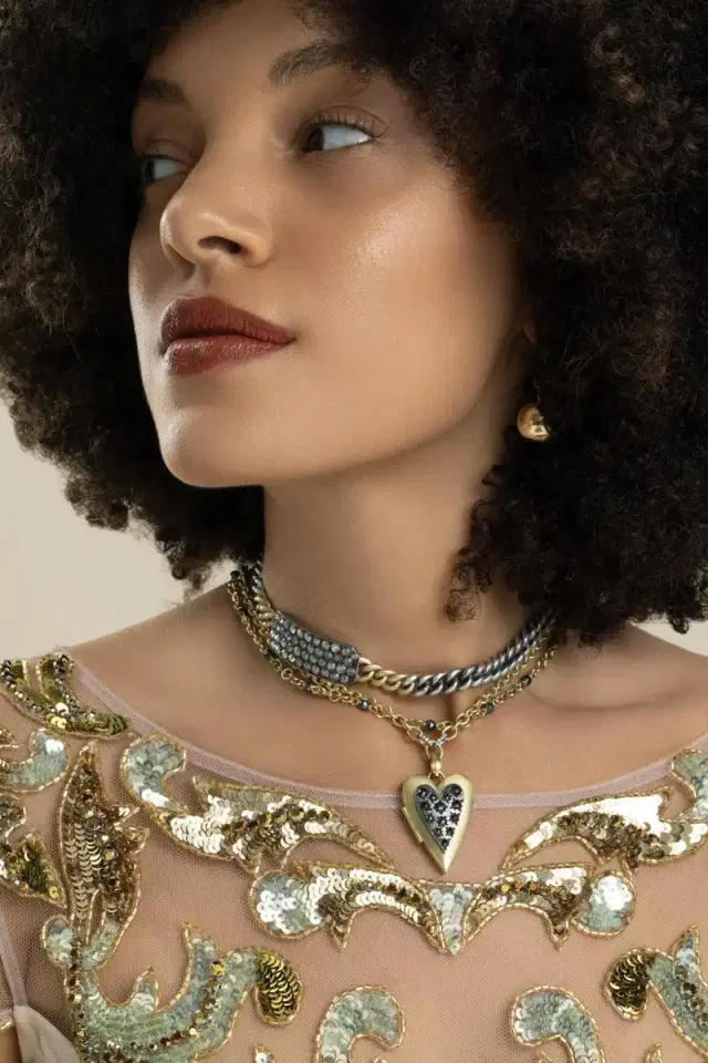 Sylva & Cie Hematite Small Bead Chain Necklace