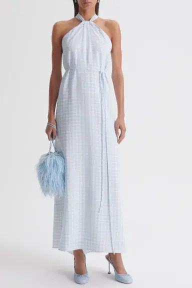 Scanlan Theodore Tie Neck Dress - Blue White | Thumbnail 2 Scanlan Theodore Tie Neck Dress - Blue White | Thumbnail 2
