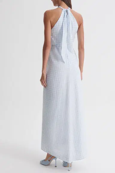 Scanlan Theodore Tie Neck Dress - Blue White | Thumbnail 4 Scanlan Theodore Tie Neck Dress - Blue White | Thumbnail 4