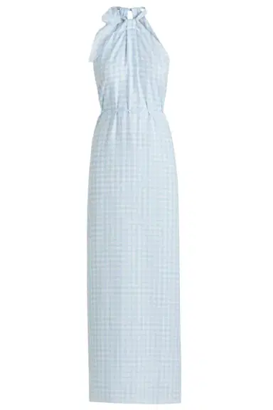 Scanlan Theodore Tie Neck Dress - Blue White | Thumbnail 1 Scanlan Theodore Tie Neck Dress - Blue White | Thumbnail 1