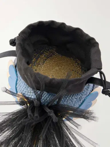 Loewe + Paula's Ibiza Leather-trimmed Woven Raffia Shoulder Bag | Thumbnail 6