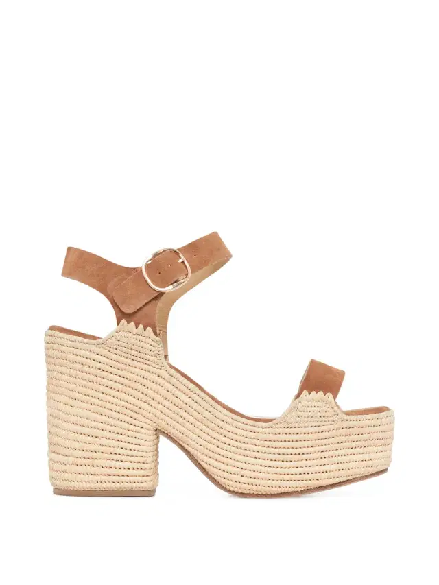 Gabriela Hearst Sardis Suede and Raffia Platform Sandals