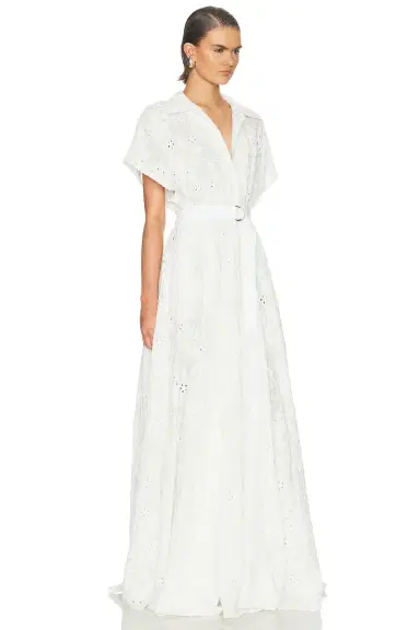 Norma Kamali Super Oversized Sleeveless Boyfriend Shirt Flared Gown | Thumbnail 2 Norma Kamali Super Oversized Sleeveless Boyfriend Shirt Flared Gown | Thumbnail 2