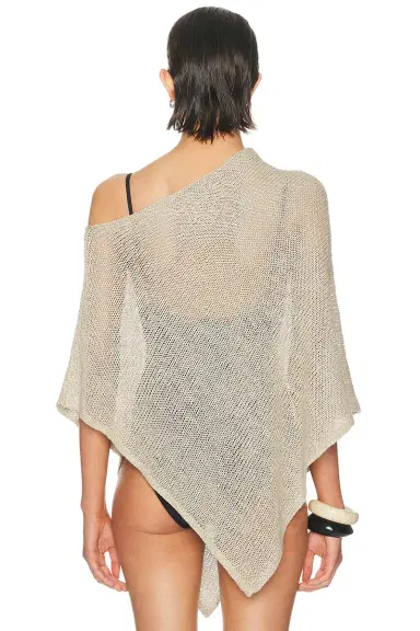 ENZA COSTA Linen Open Knit Poncho | Thumbnail 4 ENZA COSTA Linen Open Knit Poncho | Thumbnail 4