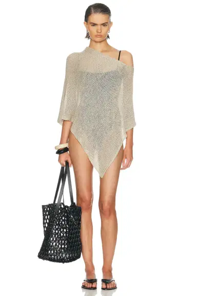 ENZA COSTA Linen Open Knit Poncho | Thumbnail 5 ENZA COSTA Linen Open Knit Poncho | Thumbnail 5