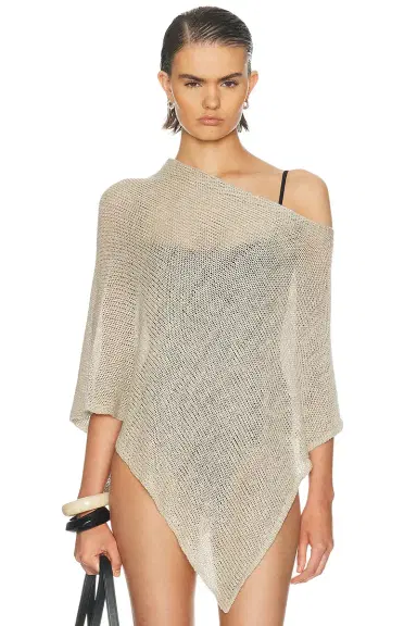 ENZA COSTA Linen Open Knit Poncho | Thumbnail 1 ENZA COSTA Linen Open Knit Poncho | Thumbnail 1
