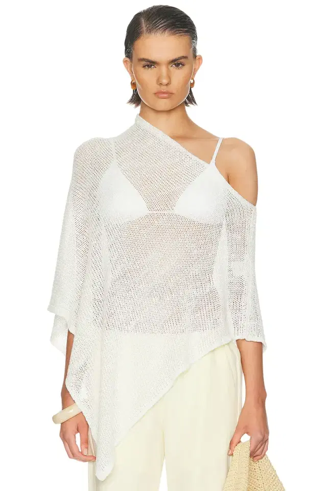 Enza Costa Linen Open Knit Poncho