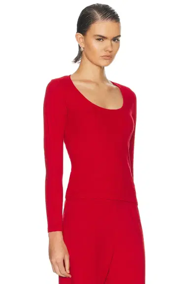 DONNI. The Varied Rib Long Sleeve Scoop Neck Tee | Thumbnail 2