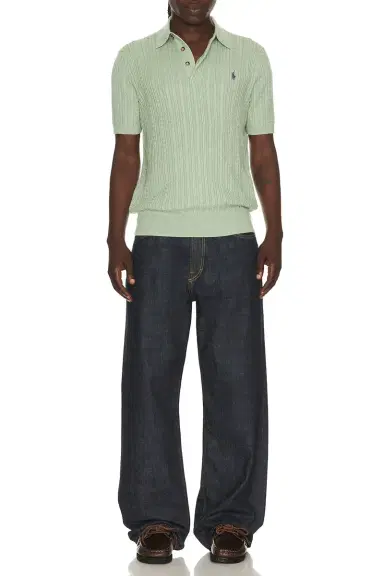 Polo Ralph Lauren Short Sleeve Featherweight Cable Knit 3-button Placket Polo Sweater | Thumbnail 3