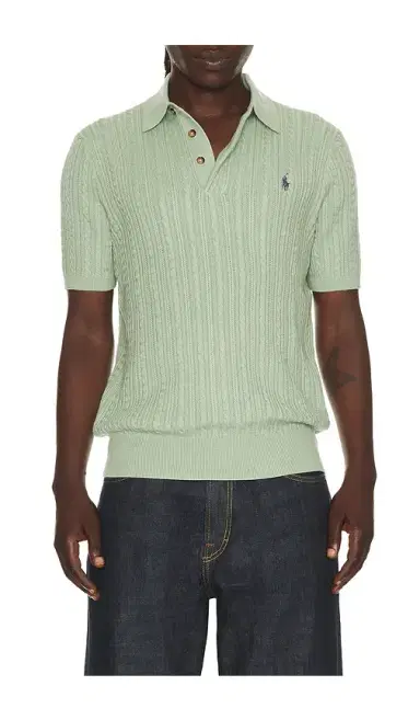Polo Ralph Lauren Short Sleeve Featherweight Cable Knit 3-button Placket Polo Sweater | Thumbnail 6