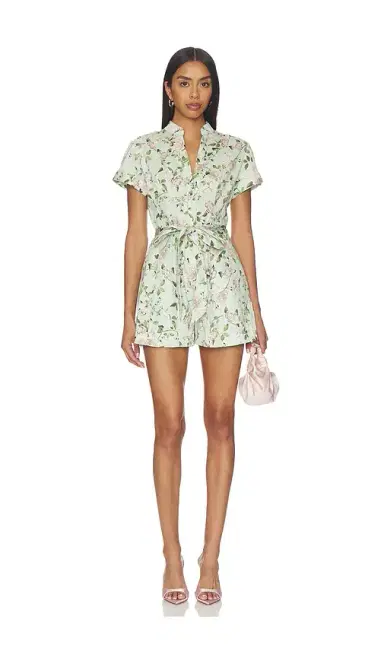 Alice + Olivia Alice + Olivia Lucy Roll Sleeveless Button Down Romper | Thumbnail 1
