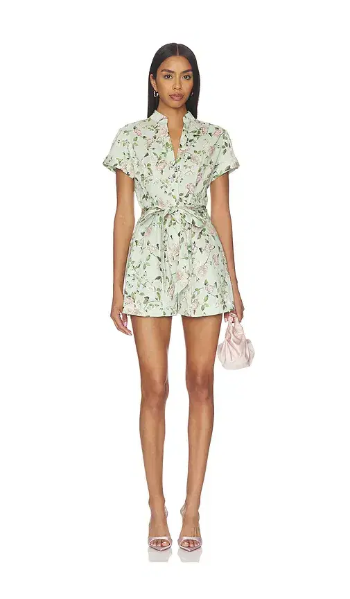 Alice + Olivia Alice + Olivia Lucy Roll Sleeveless Button Down Romper