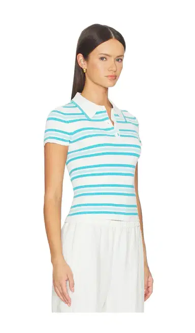 Simkhai Luka Striped Cotton Polo | Thumbnail 2