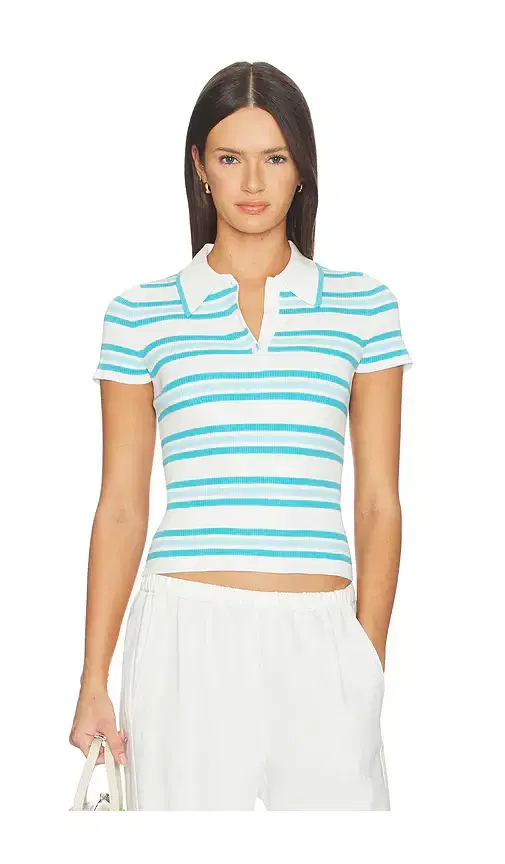 SIMKHAI Luka Striped Cotton Polo