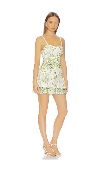 Alice + Olivia Alice + Olivia Meredith Sweetheart Drop Ruffle Flare Mini Dress | Thumbnail 2 Alice + Olivia Alice + Olivia Meredith Sweetheart Drop Ruffle Flare Mini Dress | Thumbnail 2