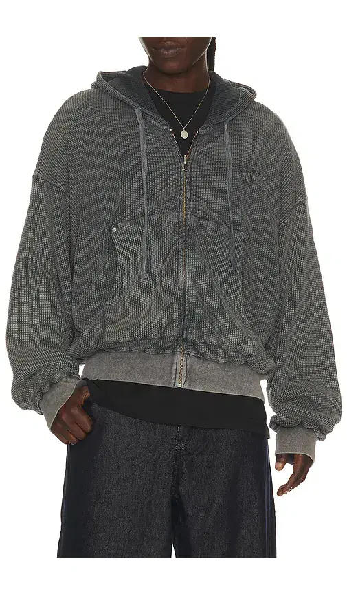 Star Waffle Zip Up Hoodie