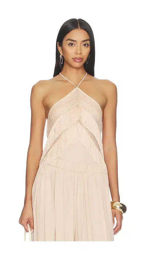 The Andamane Reina Halterneck Fringed Top