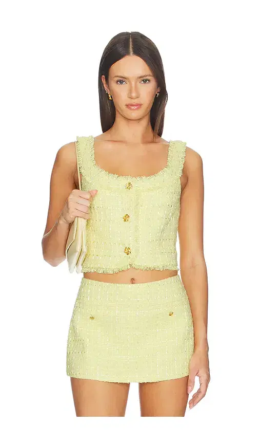 Alice + Olivia Alice + Olivia Shila Scoop Neck Button Down Corset Top