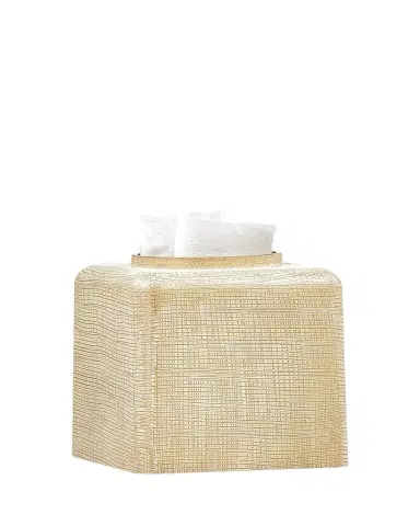 Labrazel Woven Tissue Box Cover, Gold | Thumbnail 1