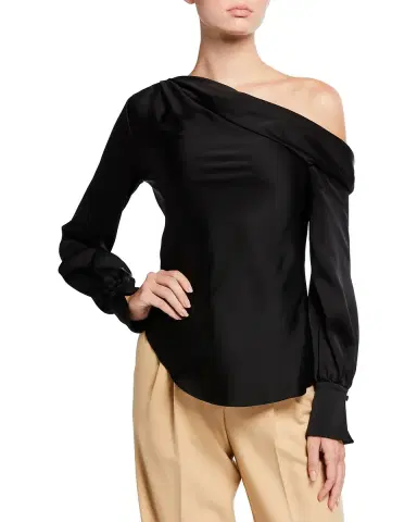 SIMKHAI Alice Satin One-Shoulder Top | Thumbnail 2