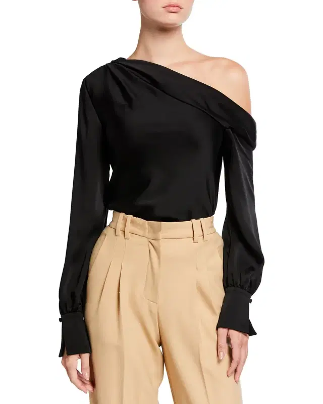 Alice Satin One-Shoulder Top