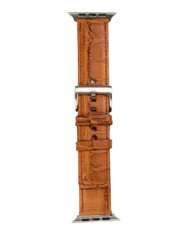 Abas Men's Apple Watch Matte Alligator Watch Strap, Silver Finish | Thumbnail 1