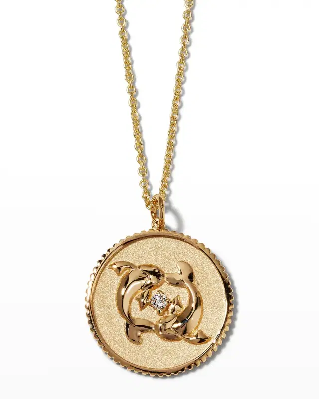 Large Pisces Medallion Zodiac Necklace
