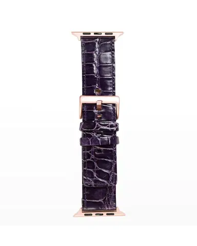 Abas Men 's Apple Watch Alligator Watch Strap, Rose Gold Finish | Thumbnail 2