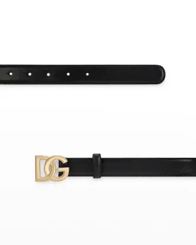 Dolce & Gabbana Interlocking DG Logo Leather Belt | Thumbnail 2