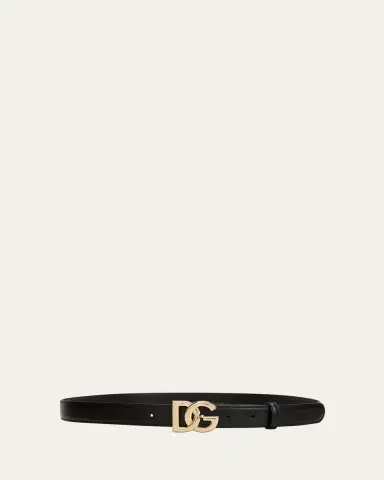 Dolce & Gabbana Interlocking DG Logo Leather Belt | Thumbnail 3