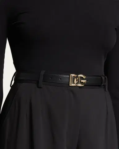 Dolce & Gabbana Interlocking DG Logo Leather Belt | Thumbnail 4