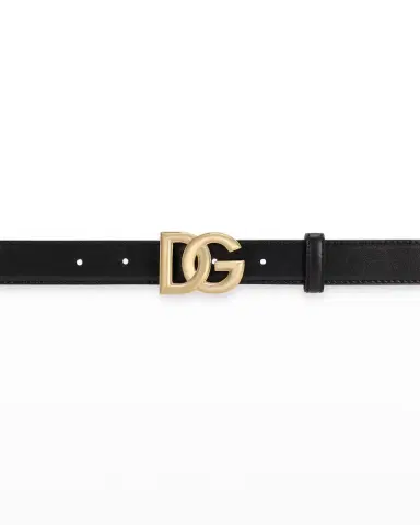 Dolce & Gabbana Interlocking DG Logo Leather Belt | Thumbnail 1