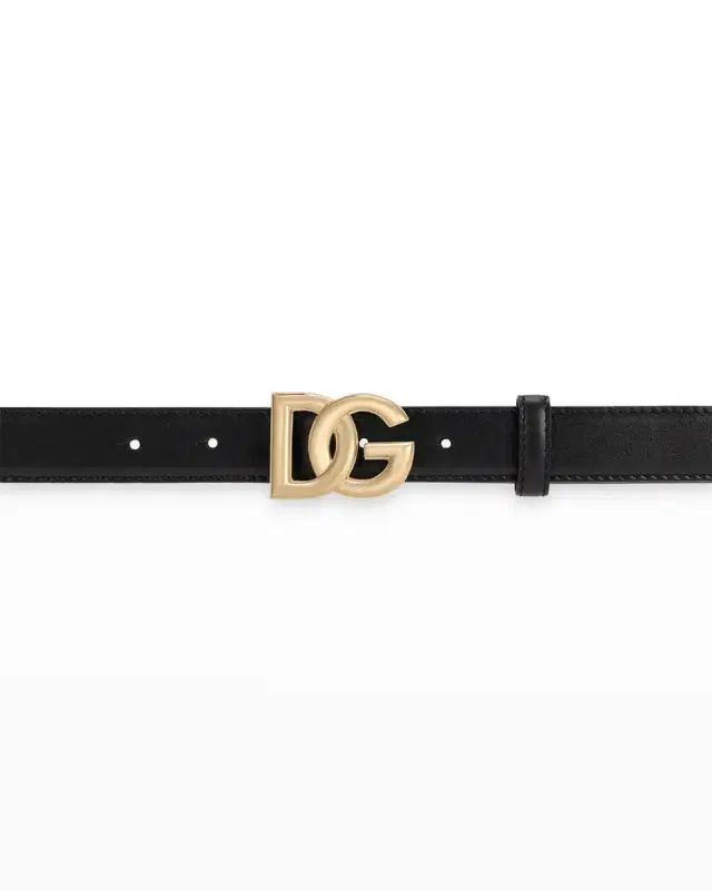 Interlocking DG Logo Leather Belt