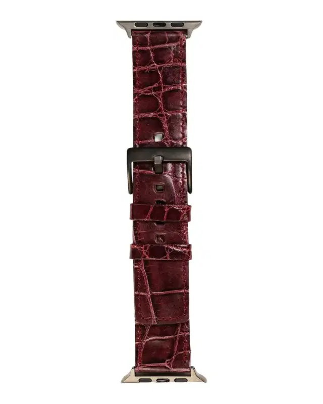 Abas Men's Apple Watch Alligator-Leather Watch Strap, Space Gray Finish