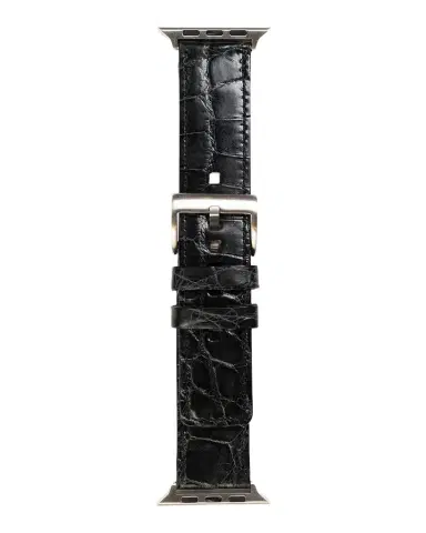 Abas Men 's Apple Watch Alligator Watch Strap, Silver Finish | Thumbnail 1 Abas Men 's Apple Watch Alligator Watch Strap, Silver Finish | Thumbnail 1