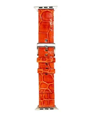Abas Men 's Apple Watch Alligator Watch Strap, Silver Finish | Thumbnail 1