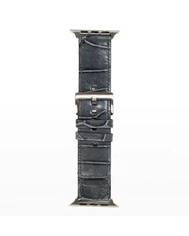 Abas Men's Apple Watch Alligator Watch Strap, Silver Finish | Thumbnail 2 Abas Men's Apple Watch Alligator Watch Strap, Silver Finish | Thumbnail 2