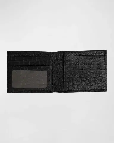 Abas Men's Matte Alligator Leather Bifold Wallet w/ ID Window | Thumbnail 2 Abas Men's Matte Alligator Leather Bifold Wallet w/ ID Window | Thumbnail 2
