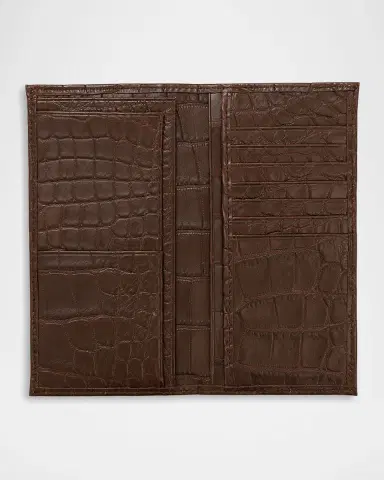 Abas Men's Matte Alligator Leather Bifold Coat Wallet | Thumbnail 2 Abas Men's Matte Alligator Leather Bifold Coat Wallet | Thumbnail 2