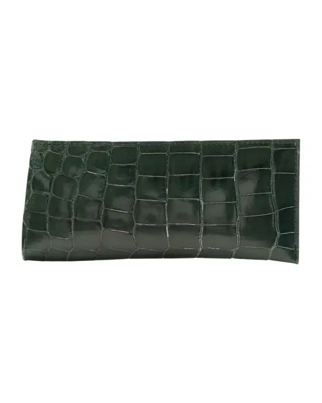 Abas Men 's Glazed Alligator Leather Eyewear Case