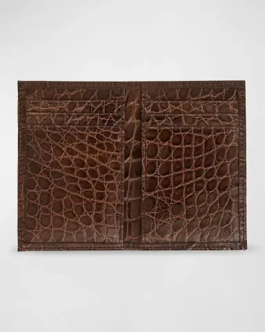 Abas Men's Glazed Alligator Leather Bifold Card Case | Thumbnail 2