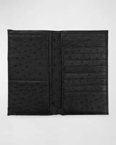 Abas Men's Matte Ostrich Leather Coat Wallet | Thumbnail 2 Abas Men's Matte Ostrich Leather Coat Wallet | Thumbnail 2