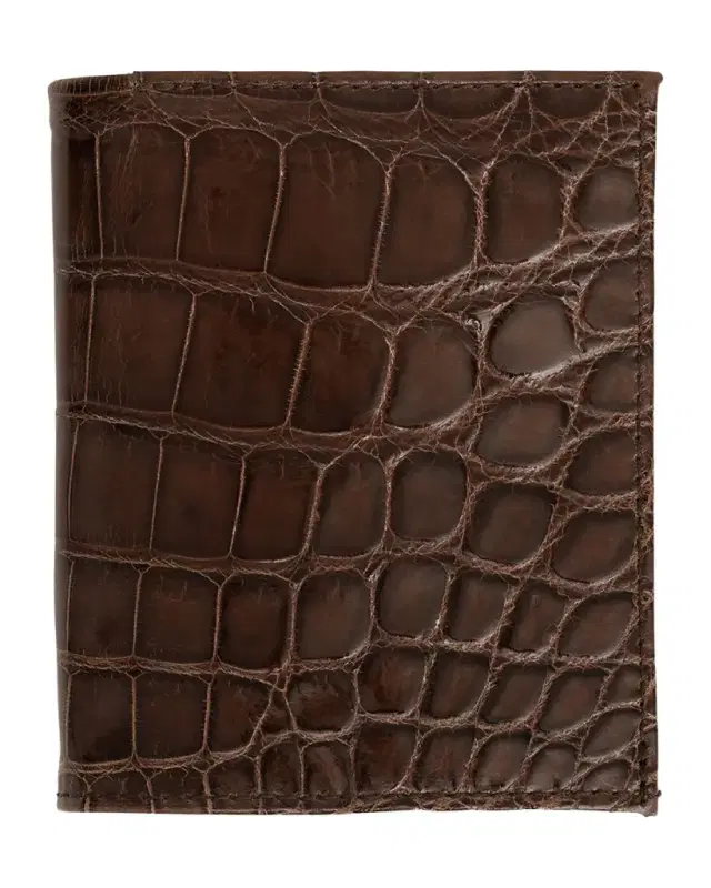 Abas Men 's Glazed Alligator Compact Wallet; Monogram Available