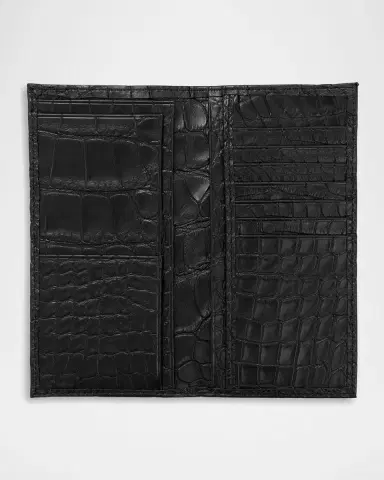 Abas Men's Matte Alligator Leather Bifold Coat Wallet | Thumbnail 2 Abas Men's Matte Alligator Leather Bifold Coat Wallet | Thumbnail 2