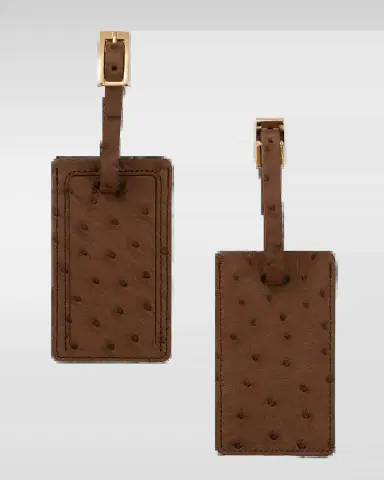 Abas Ostrich Leather Luggage Tag, Set of 2 | Thumbnail 2