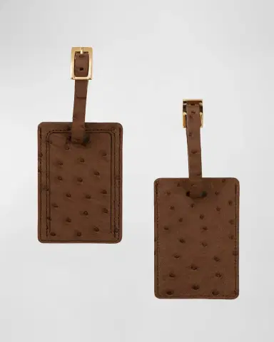 Abas Ostrich Leather Luggage Tag, Set of 2 | Thumbnail 3