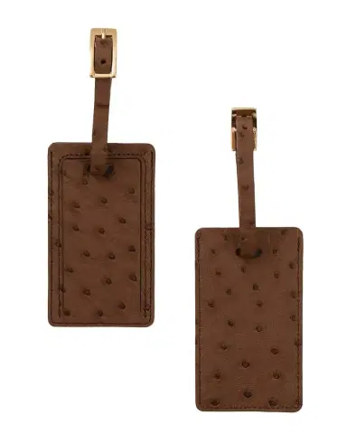 Abas Ostrich Leather Luggage Tag, Set of 2 | Thumbnail 1